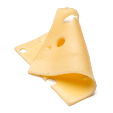 peynir dilimi üzerinde beyaz izole