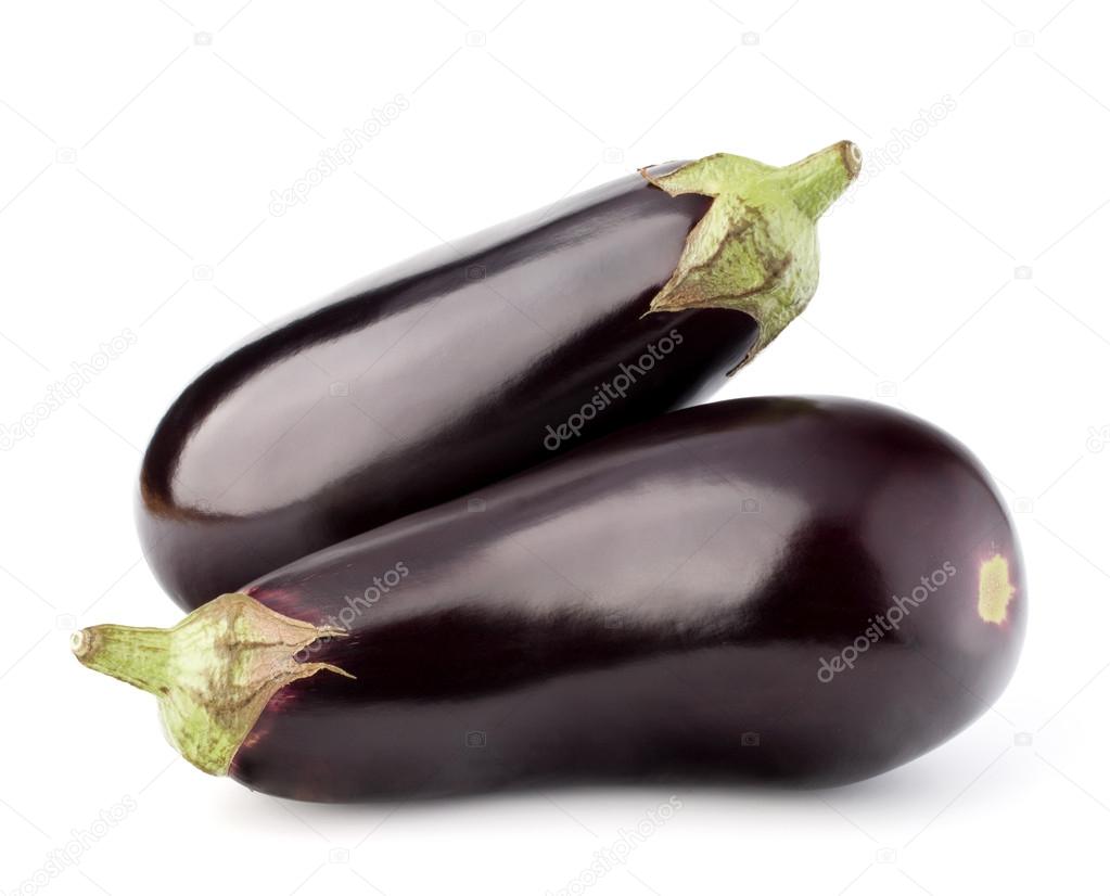 Eggplants or aubergines on white
