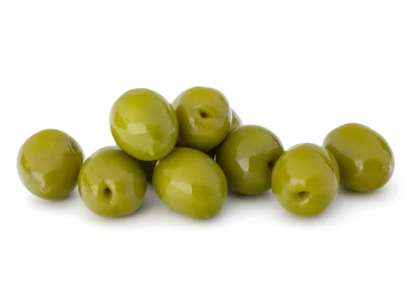 Купа зелених смачних оливок — стокове фото
