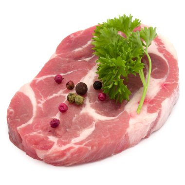 Maydanoz bitki yaprakları ile çiğ et 