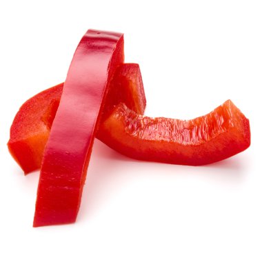 Kırmızı tatlı şeritler dilimlenmiş biber 