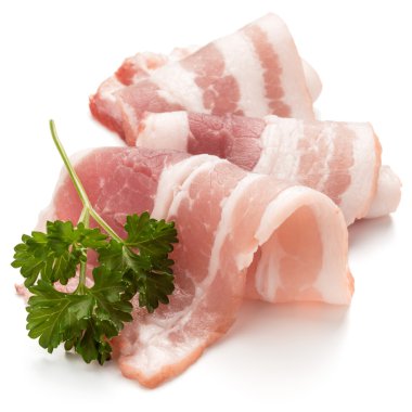 dilimlenmiş domuz pastırması ve maydanoz yaprakları 