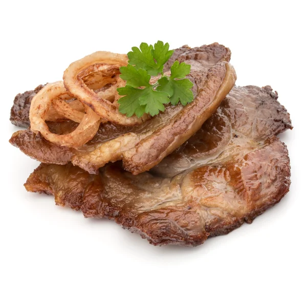 Carne de cerdo frita cocida con perejil — Foto de Stock