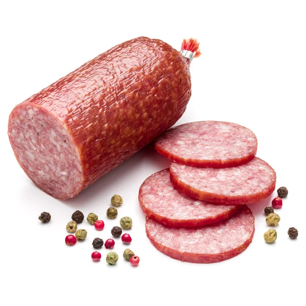 Salami sausage and peppercorns — Stock Photo, Image