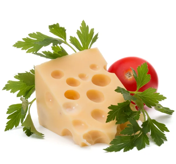 Cheese block with tomato — Stock Photo, Image