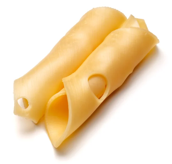 Sýrové plátky na bílém pozadí — Stock fotografie
