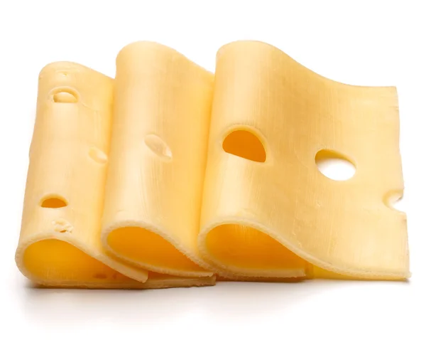 Las rodajas de queso sobre blanco —  Fotos de Stock