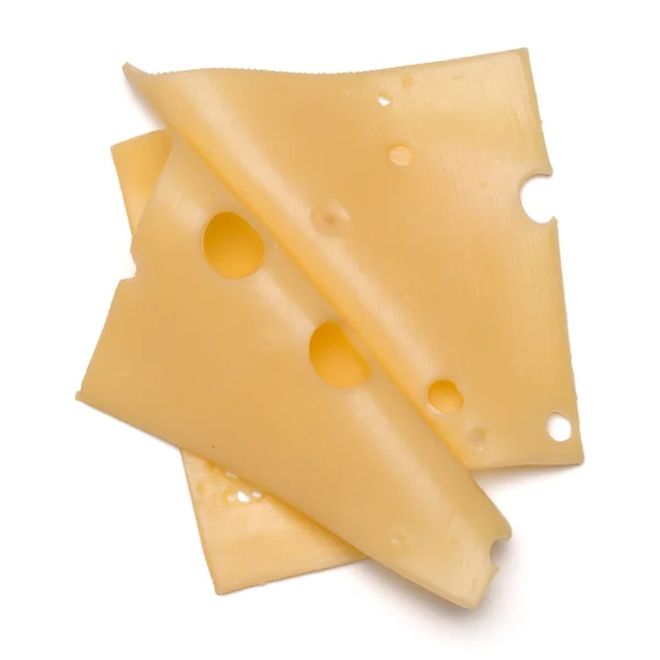 Cheese slices on white — Stock Photo, Image