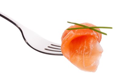 Somon parça çatal üzerinde 