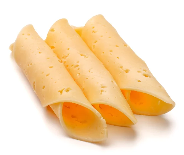 Cheese slices on white — Stock Photo, Image