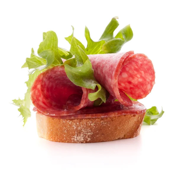 Sandwich with salami sausage — Stock Photo, Image