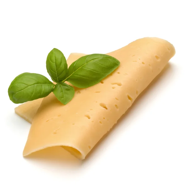Käsescheibe und Basilikum — Stockfoto