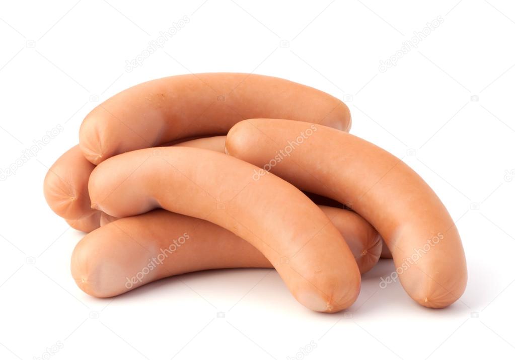 Frankfurter sausages on white 