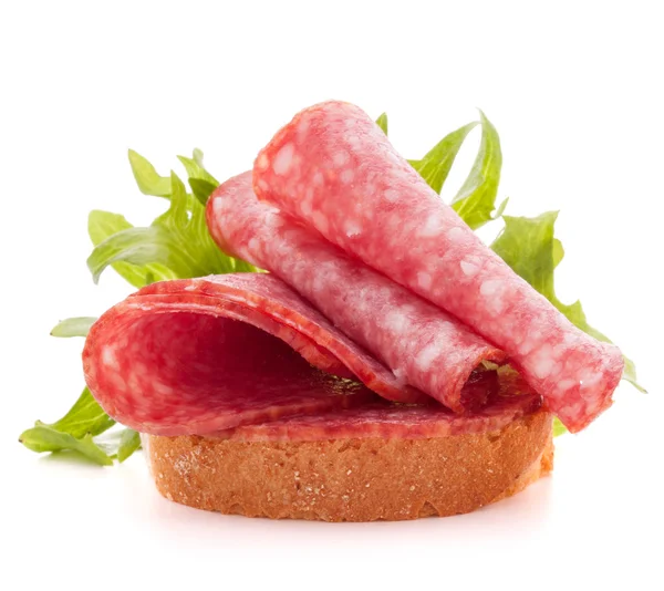 Sandwich with salami sausage — Stock Photo, Image