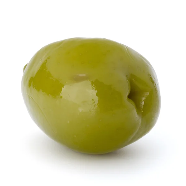 Одна зеленая оливка — стоковое фото