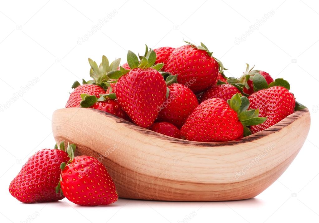 Strawberries in wooden bowl 