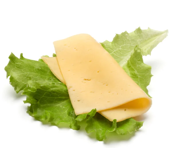 Käsescheibe und Salatblatt — Stockfoto