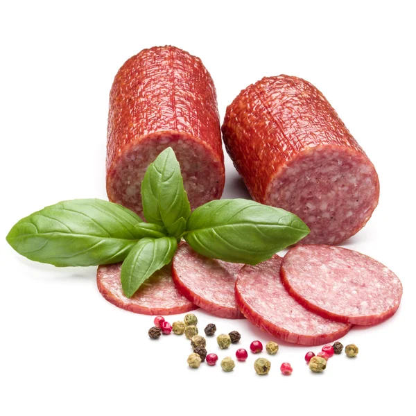 Kiełbasy wędzone salami — Zdjęcie stockowe