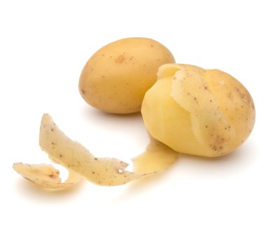 soyulmuş patates yumru ile kabuğu sarmal 