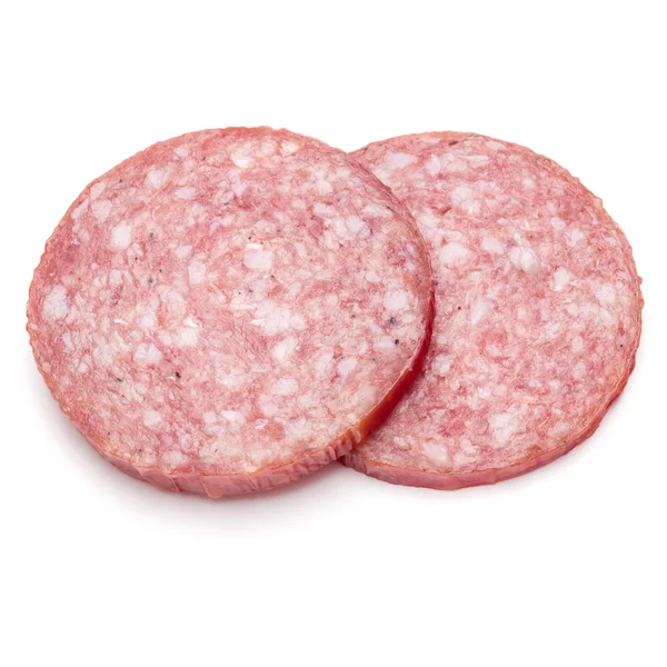 Salami tranches de saucisse fumée — Photo