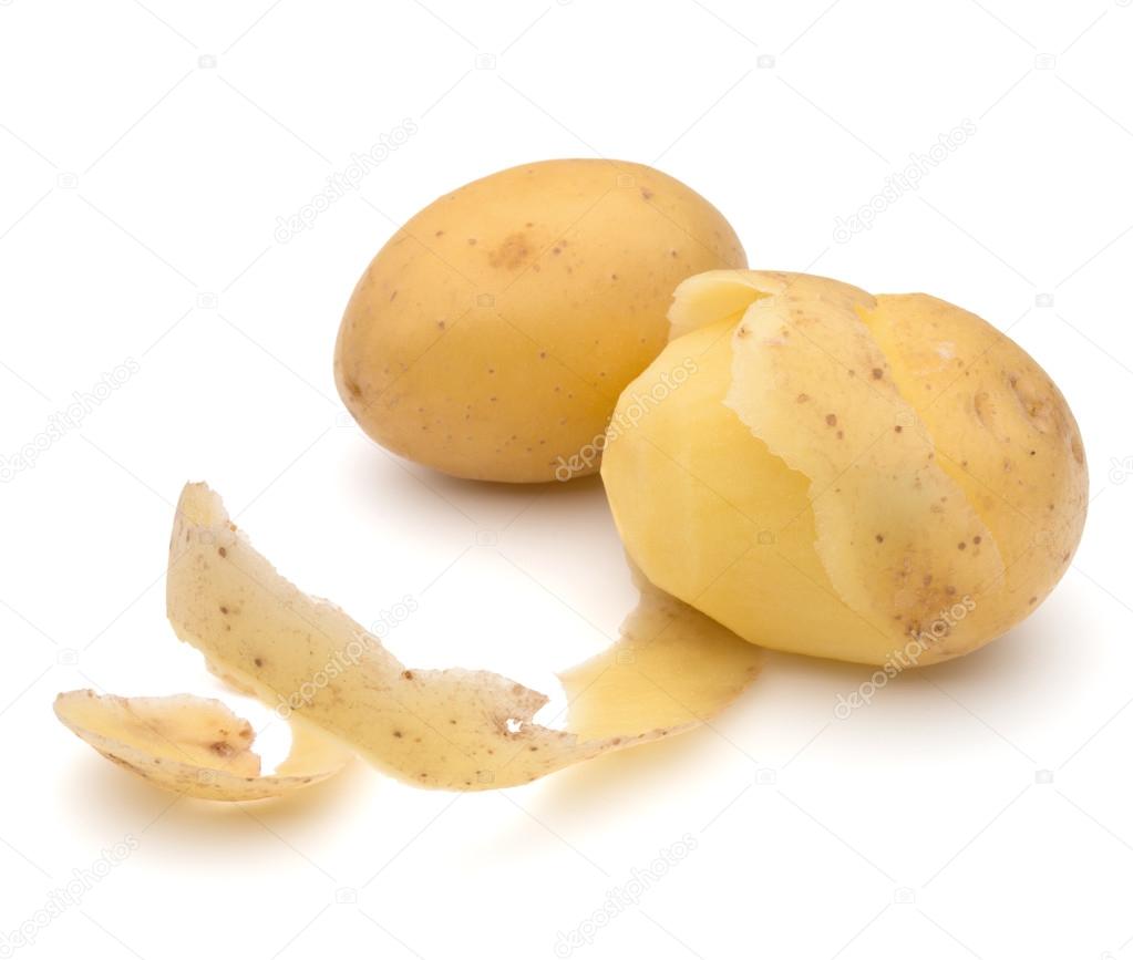 peeled potato tuber with peel spiral 