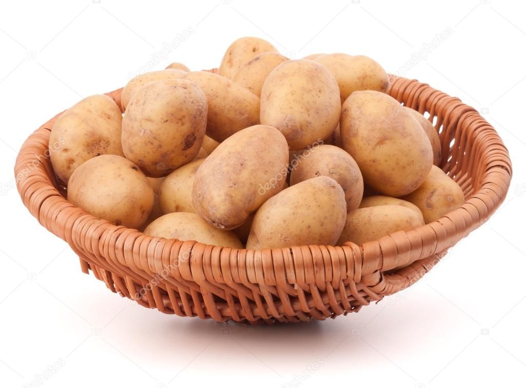 Potato tubers  in wicker basket