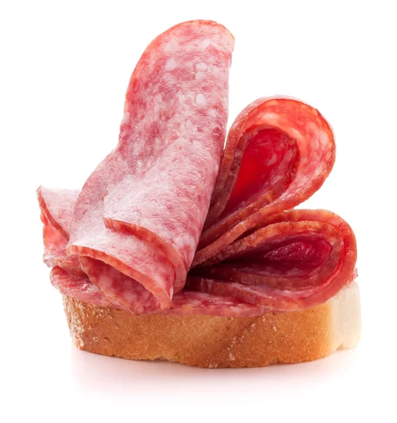 Sandwich with salami sausage — Stock Photo, Image