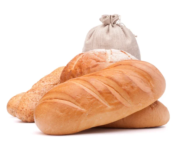 Fresh bread and flour sack — Stock Photo, Image