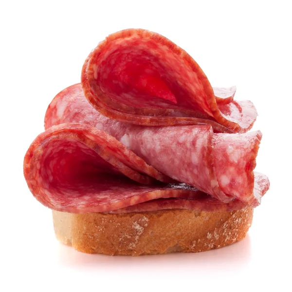 Sandwich with salami sausage — Stock Photo, Image