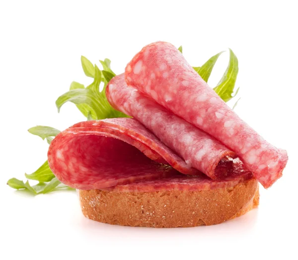 Sandwich with salami sausage — Stock Photo, Image