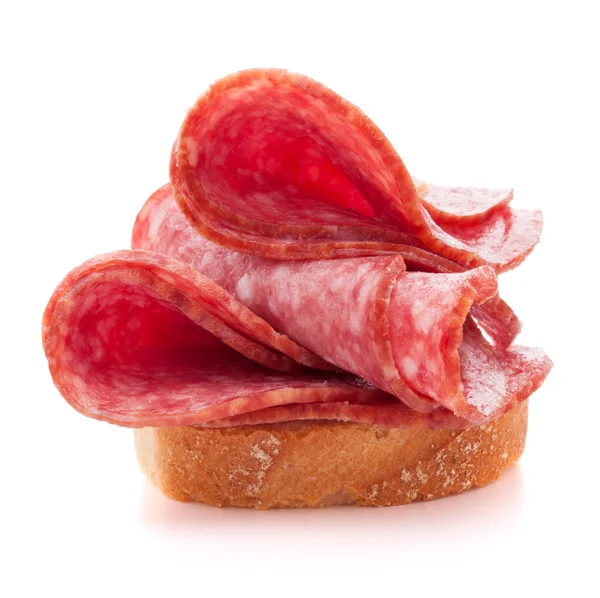 Sandwich with salami sausage — Stock Photo, Image