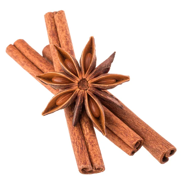 Cinnamon stick and star anise spice — Stock Photo, Image