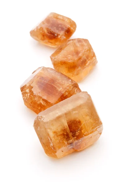 Brown caramelized lump cane sugar cubes — Stock Photo, Image