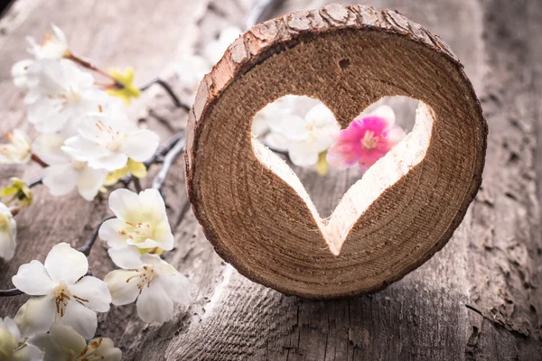 Coeur léger sur fond bois rustique — Photo