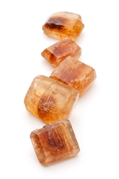 Brown caramelized lump cane sugar cubes — Stock Photo, Image