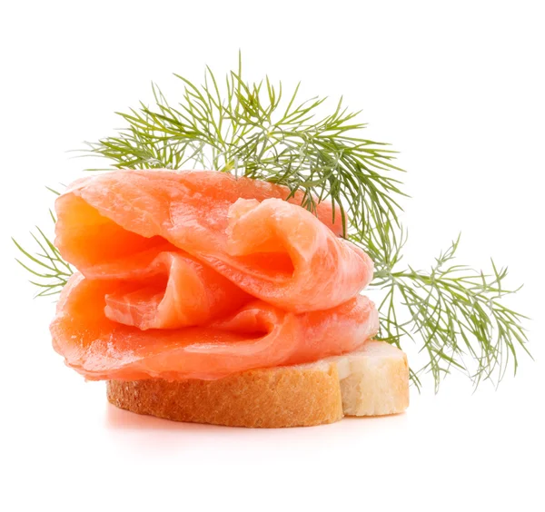 Panino o tartina con salmone — Foto Stock