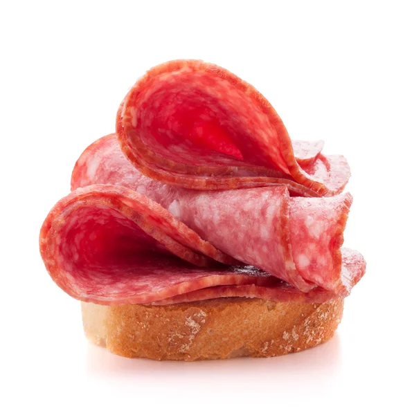 Sandwich with salami sausage — Stock Photo, Image