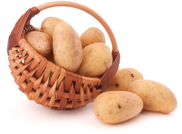 Potato tuber  in wicker basket — Stock Photo, Image