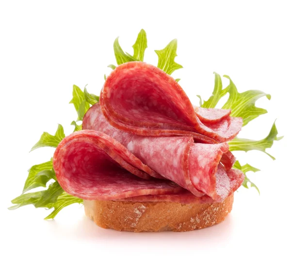 Sandwich with salami sausage — Stock Photo, Image