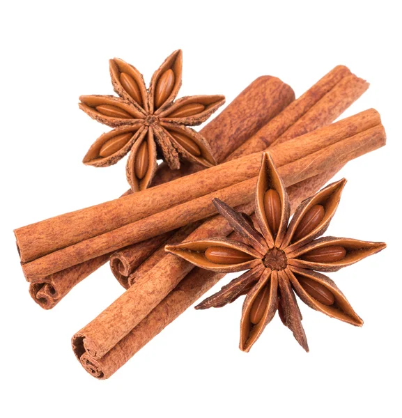 Cinnamon stick and star anise spice — Stock Photo, Image