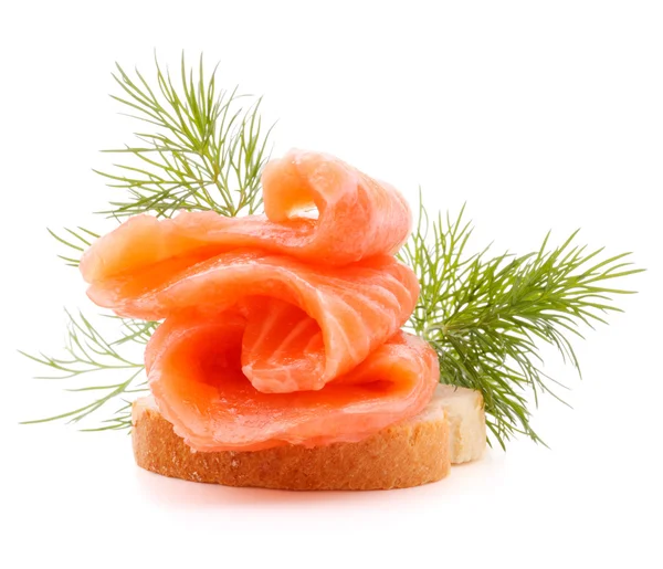 Panino o tartina con salmone — Foto Stock