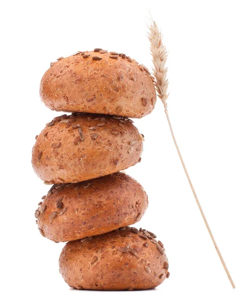 Hamburger bun or roll  and wheat ear cutout — Stock Photo, Image
