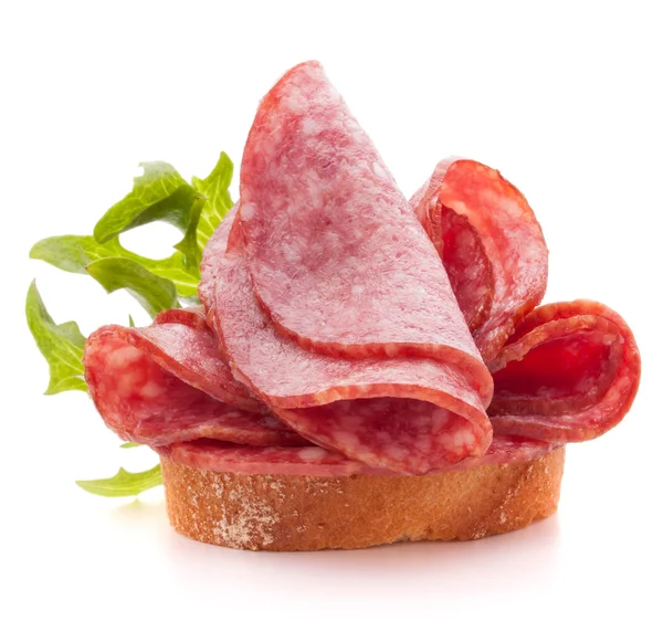 Sandwich with salami sausage — Stock Photo, Image