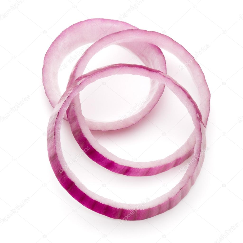 Sliced red onion rings
