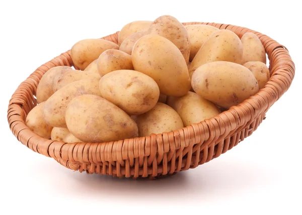 Potato tuber  in wicker basket — Stock Photo, Image