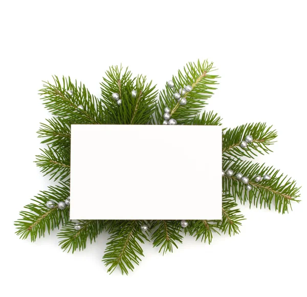 Christmas decoration with greeting card — Stock Photo, Image