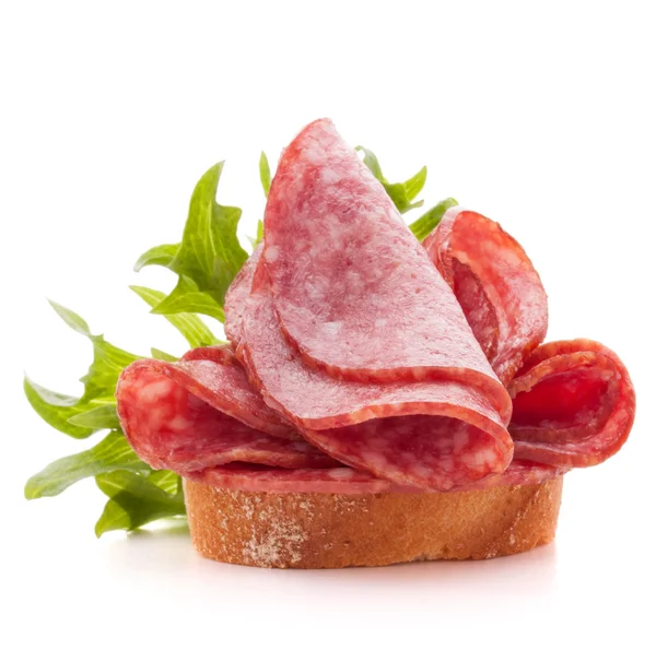 Sandwich with salami sausage — Stock Photo, Image