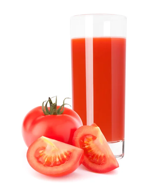 Tomate vegetal y jugo en vaso — Foto de Stock