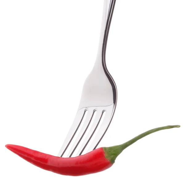 Chilipeppar på gaffeln — Stockfoto