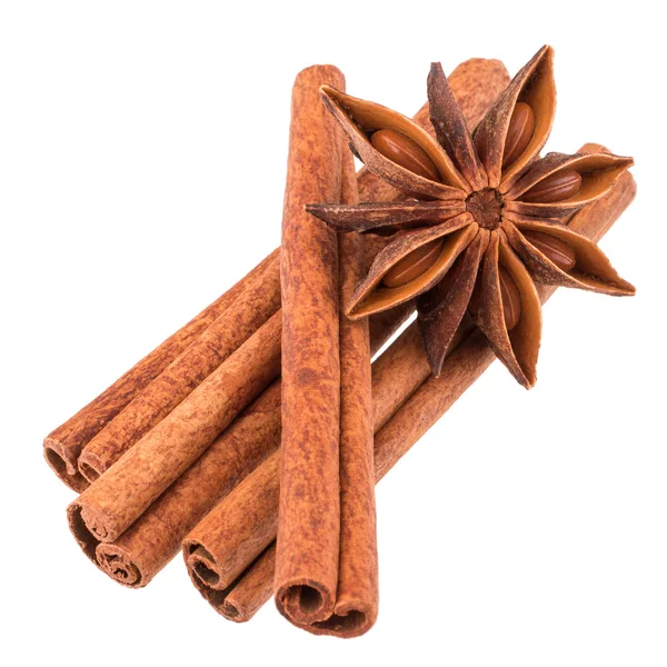 Cinnamon sticks and star anise spice — Stock Photo, Image